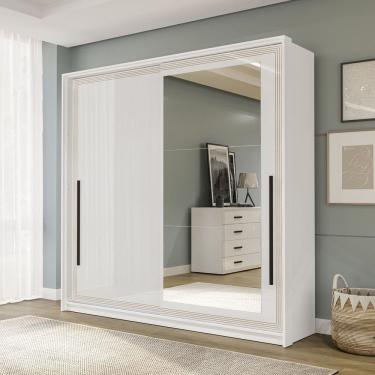 Imagem de Guarda-roupa 2 Portas de Correr e 2 Gavetas com Espelho Valência Branco