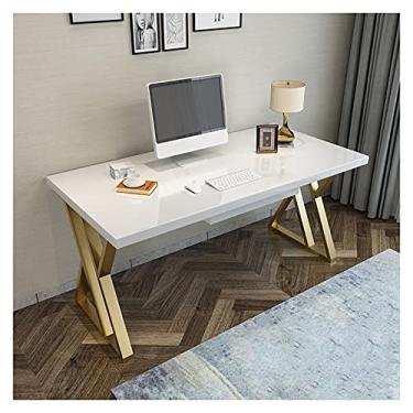 Imagem de AKALNNB Mesa de estudo, mesa de escrita, mesa de escritório, painel de pintura robusto, sala de estudo, estação de trabalho, moderna, leve, luxuosa, mesa de estudo, mesa de trabalho com gaveta, mesa