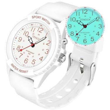 Imagem de TENOCK Relógio de enfermeira impermeável para profissionais médicos, estudantes, mulheres, homens, luz noturna, horário militar 12/24 horas, mostrador fácil de ler, relógio de segunda mão para