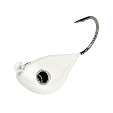 Imagem de Rock Bottom Jigs™ - 85 g, branco, gabarito de pesca em água salgada premium para Blackfish (Tautog), Sheepshead, garoupa - Design de corpo largo para menos obstáculos - Ganchos VMC e estrutura durável