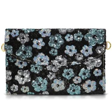 Imagem de QTKJ Pacote de envelopes, bolsas clutch para mulheres, bolsa de palha com flores bordadas de lantejoulas, bolsas artesanais boêmias (estilo 2), Multicor, One Size
