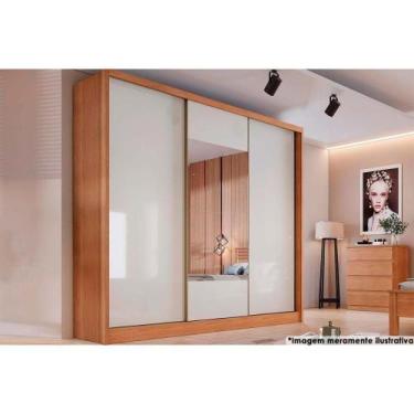 Imagem de Guarda Roupa Casal 3 Portas de Correr (1 c/ Espelho) e 8 Gavetas Arezz