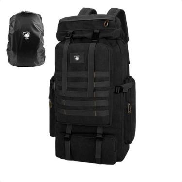 Imagem de Mochila Trilha Grande Masculina Cargueira 65L Resistente Blisco, Preto
