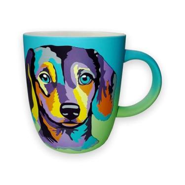 Imagem de DesirableSip Caneca azul Dachshund de toque suave - Caneca de café de 510 g com linda caixa - Melhor presente para amantes de Dachshund - Xícaras de chá de cerâmica exclusivas para uso diário