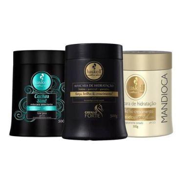 Imagem de Haskell Cosméticos Kit Máscaras Cachos Sim Mandioca Cavalo G