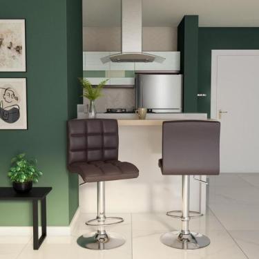 Imagem de Conjunto com 2 Banquetas Giratórias Faryl Marrom Escuro - Mobly