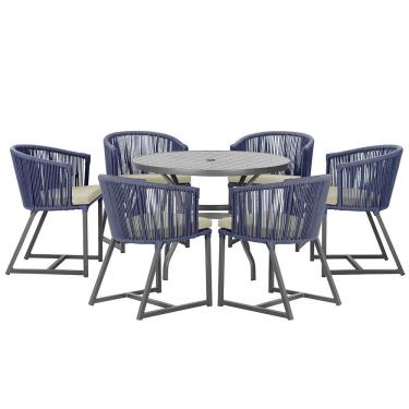 Imagem de Mesa com 6 Cadeiras de Jantar Roma 120cm e Noronha em Alumínio