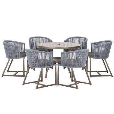 Imagem de Mesa com 6 Cadeiras de Jantar Roma 120cm e Noronha em Alumínio