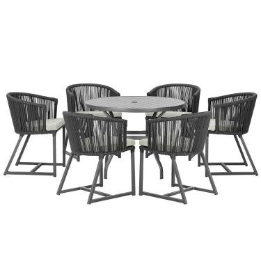 Imagem de Mesa com 6 Cadeiras de Jantar Roma 120cm e Noronha em Alumínio