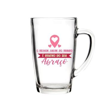 Imagem de 1 Caneca de Vidro Transparente 300ml Temática Dia Dos Namorados Amor Arte Fixa Presente Fofo Criativo Personalização Resistente Qualidade Não Desbota (Estampa 1)