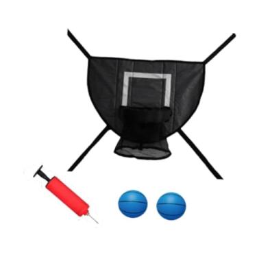 Imagem de YIJU Mini cesta de basquete para trampolim Acessórios para trampolim Treinamento Fácil de instalar Leve Tabela de basquete Gol, Preto