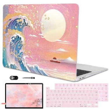 Imagem de LCMOCICO Capa para MacBook Pro de 13 polegadas 2022 2021 2020-2016 versão M2 M1 Chip A2338 A2251 A2289 A2159 A1989 A1706, capa de teclado rígido de plástico padrão, capa para webcam, Sunset Glow Waves