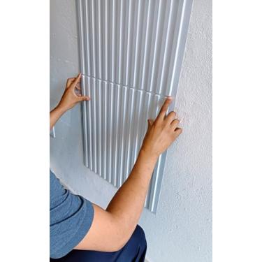 Imagem de Kit C/ 10 Placas 51x51 Revestimento Parede Alto Relevo Painel 3d Ripado 2,5 m² (Sem adesivo) Branco