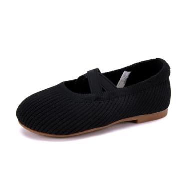Imagem de BMCiTYBM Sapatilhas de balé para meninas pequenas, confortáveis, confortáveis, casuais, elegantes para meninas e festas escolares, B - preto, 9 Toddler
