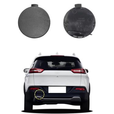 Imagem de Goholy Capa de gancho de reboque para para-choque traseiro de carro compatível com Jeep Cherokee 2014 2015 2016 2017 2018 68203273AE Tampa pequena olho de reboque preto fosco lado esquerdo do