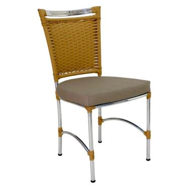 Imagem de Cadeira Em Alumínio E Fibra Sintética Jk Cozinha Edícula Avelã E Fundi