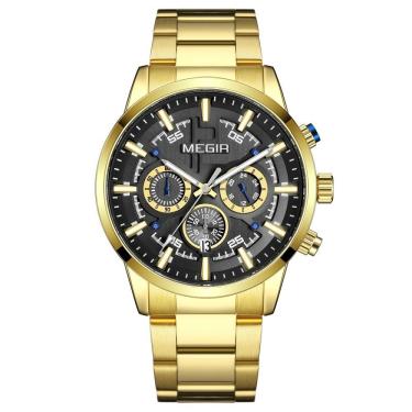 Imagem de Relógio De Pulso Masculino Megir 2227 à Prova D'água Ouro