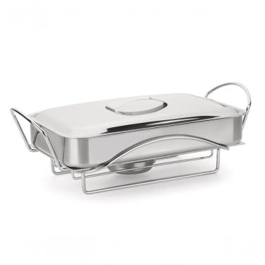 Imagem de Réchaud Assadeira Travessa Inox 5 Peças Buffet Forma Para Forno Restaurante Servir Pratos Quentes