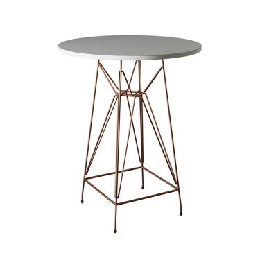 Imagem de Mesa Bistrô Alta Eames Eiffel 60Cm Branca Base Ferro Cobre