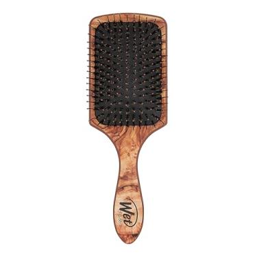 Imagem de Wet Brush Escova de remo para realçador de brilho, escova desembaraçadora de cabelo com cerdas Intelliflex ultramacas, infundida com óleo de argan – desembaraça e suaviza o cabelo, molhado ou seco – todos os tipos de cabelo – Madeira tradicional