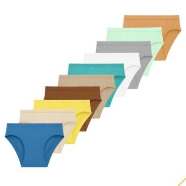 Imagem de Kit 10 Cueca Slip Infantil 100 Algodão Menino Criança - Up Underwear, 