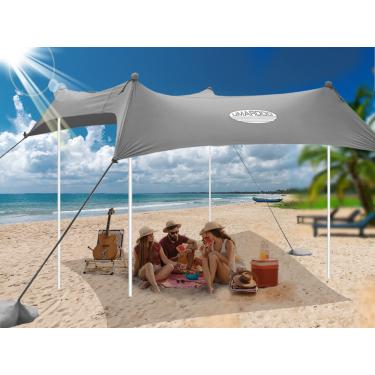Imagem de UMARDOO Tenda De Praia Familiar Umardoo, Cobertura, Guarda-Sol, Portátil, Grande E Compacto, Fácil Montar Com Bolsa Dobrável Para Viagens Ao Ar Livre (Cinza, 3 X Metros, 4 Postes)