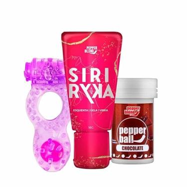 Imagem de Kit Sensual com Gel Comestível Pepper Ball, Anel Peniano Vibratório com Pérola