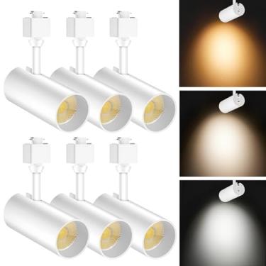 Imagem de OTeedo Pacote Com 6 Cabeças De Iluminação Trilho 20 W, Luminárias Led Tipo H Reguláveis, Luzes 3000 K-4500 K-6000 K Selecionáveis, Holofote Teto Para Destaque No Varejo, Cri90+ 2000 Lm Branco