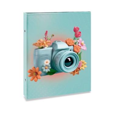 Imagem de Álbum de fotos Ical, encadernação tradicional, para 160 fotos 10x15cm - envelope plástico preto - linha Criativa - modelo verde-claro câmera 3D - 896