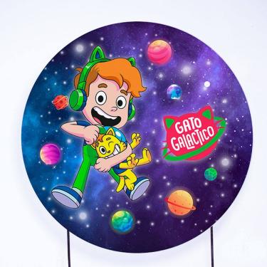 Imagem de Painel Decorativo para Festa 1,80x1,80 metros Vesti Fácil com Elástico Gato Galactico - Fera Print