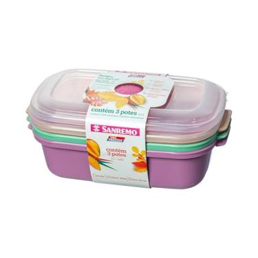 Imagem de Sanremo - Conjunto com 3 Potes Plásticos Herméticos, Cores Mistas, Linha Vac Freezer