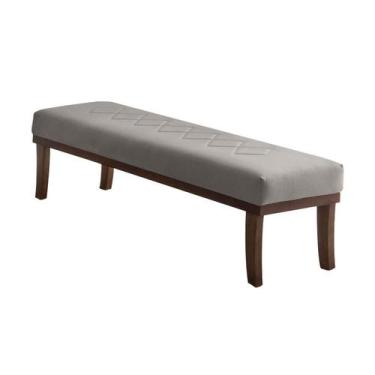 Imagem de Puff Theo Cinza e Imbuia 100 cm - Keva