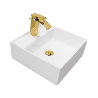 Imagem de Kit Sobrepor: Cuba, Torneira e Válvula - Decoração Banheiro - Smart No