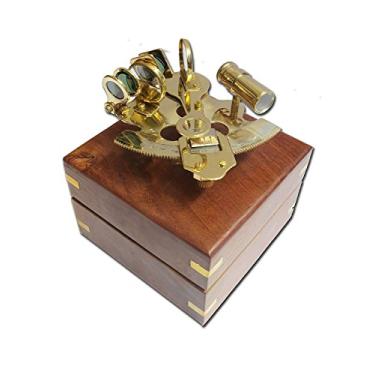 Imagem de THORINSTRUMENTS (com dispositivo) Sextante Capitão Latão de 10 cm com caixa de madeira