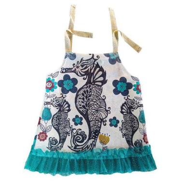 Imagem de Vestido Ummi Infantil Cavalo marinho verde, 2 a 3 anos