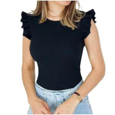 Imagem de Blusa canelada regata babado bufante - JG confecções 