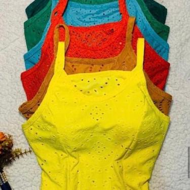 Imagem de Blusa feminina laise regata alça fina com bojo fashion - Filó Modas, p