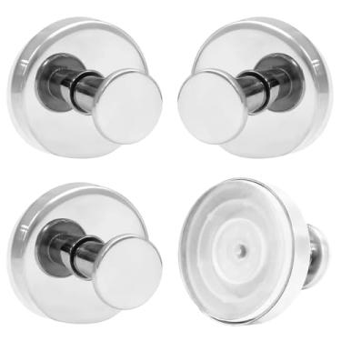 Imagem de LifCratms 4 ganchos de ventosa para chuveiro, ganchos de toalha de aço inoxidável para banheiro, cozinha, porta de vidro, espelho, azulejo (cromado)