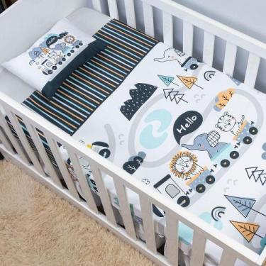 Imagem de Jogo De Lençol De Berço 3 Peças Bebê Trenzinho Safari - Mercado Bordad