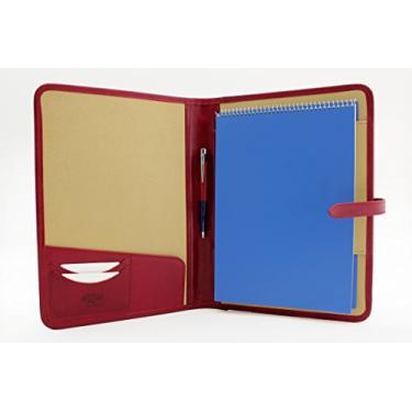 Imagem de Carteira de couro pasta executiva fólio A4 retomar carteira feminina profissional para notebook pasta de negócios masculina (vermelho)