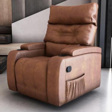 Imagem de Poltrona Giratória Reclinável Gaia Courino Montana Whisky