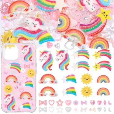 Imagem de Kit de 314 peças de amuletos de capa de lixo, pingentes de resina grandes de sol arco-íris, flores de arco de estrela, amuleto de flores de arco-íris misto, lindo pingente de geleca para artesanato