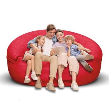 Imagem de Cadeira de pufe para adultos de 1,8 m, capa macia removível para quarto de adolescentes/meninas, poltronas fofas gigantes de chão redondo (sem enchimento, vermelho grande)