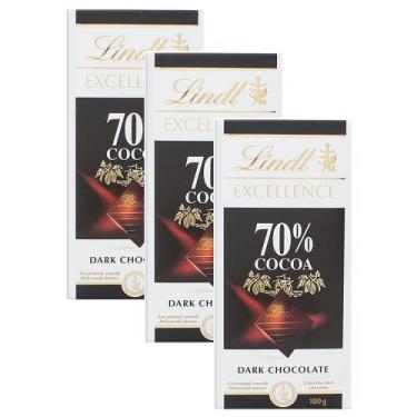 Imagem de Chocolate Lindt Excellence 70% Cocoa Dark com 100g  Kit com três unida