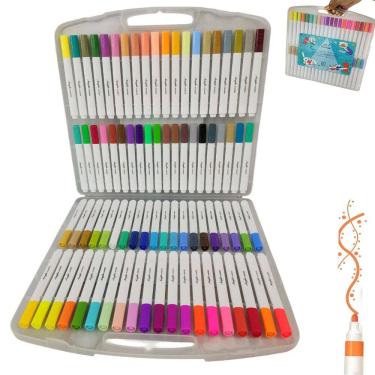 Imagem de Canetinha Caneta Marcador 80 Cores Tinta Acrilica A Prova dAgua Permanente Artesanato Escultura Maleta Estojo