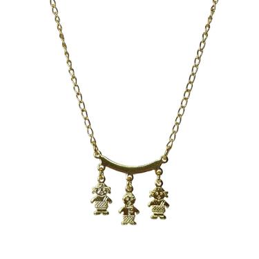 Imagem de Colar Folheado a Ouro Contendo Pingente Triplo Filhos
