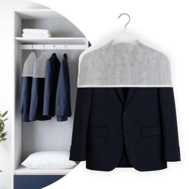 Imagem de 20 Capa Ombreira Roupa Tnt Branco Protetor Pó Mofo - Idealiza
