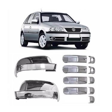 Imagem de Kit Aplique Capa Cromada Retrovisor Maçanetas Vw Gol G3 2002