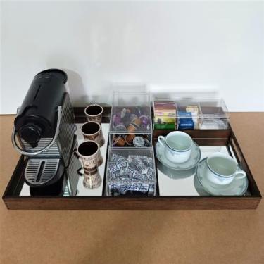 Imagem de cantinho do café kit bandeja com divisórias e espelho + organizadores 
