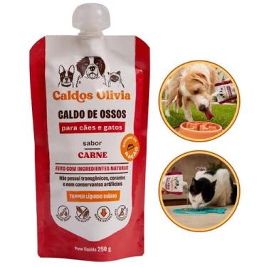 Imagem de Caldos de Ossos Olívia Sabor Carne Líquido para Cachorro e Gatos 250g 